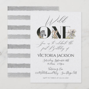 Invitation Wild One safari Animaux 1er anniversaire Invitatio