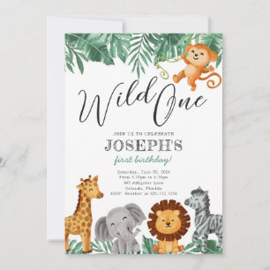 Invitation Wild One Safari Animaux Anniversaire Fête Invitati