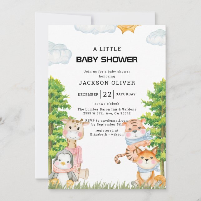 Invitation Wild One Safari Animaux Baby shower garçon (Devant)