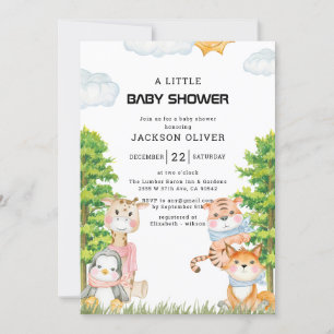 Invitation Wild One Safari Animaux Baby shower garçon