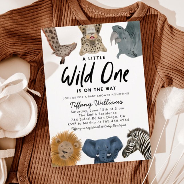 Invitation Wild One Safari Animaux Baby shower garçon (Créateur téléchargé)