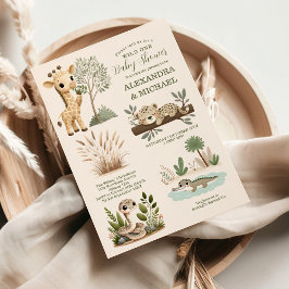 Invitation Wild One Safari Animaux Baby shower garçon