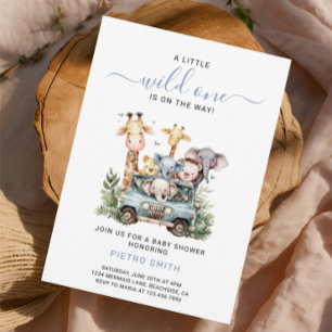 Invitation Wild One Safari Animaux Baby shower garçon