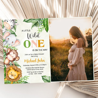 Invitation Wild One Safari Animaux Baby shower Photo