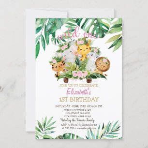 Invitation Wild One Safari Animaux, Feuille 1er anniversaire