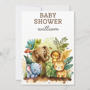 Invitation Wild One Safari Animaux garçon Baby shower Invitat