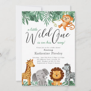 Invitation Wild One Safari Animaux garçon Baby shower Invitat