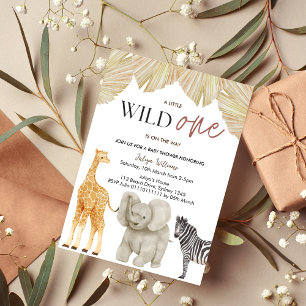 Invitation Wild One Safari Animaux garçon Baby shower Invitat