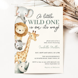 Invitation Wild One Safari Animaux garçon Baby shower Invitat