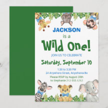 Wild One Safari Animaux Garçon Premier Anniversair