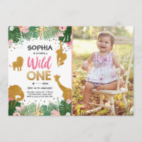 Wild One Safari Gold Girl Animaux roses Anniversai