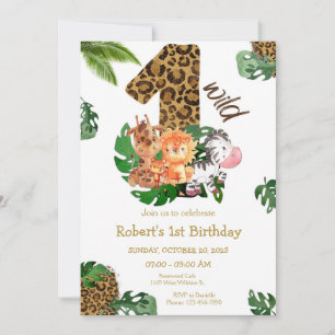 Invitation Wild One Safari Jungle Animaux Anniversaire Invita