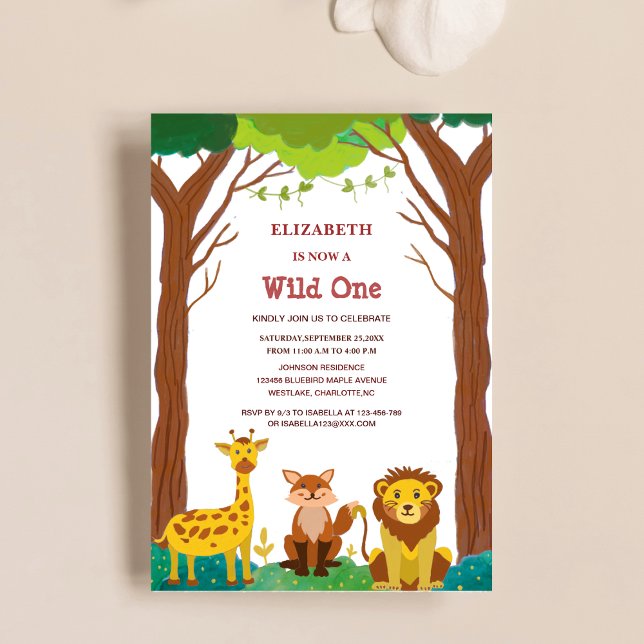 Invitation wild one safari l'anniversaire de l'enfant (Créateur téléchargé)