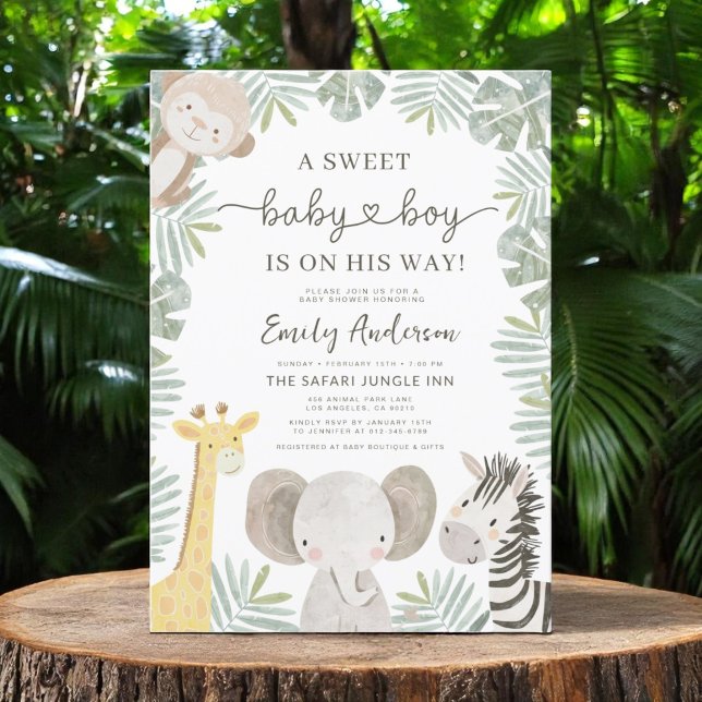Invitation Wild One Safari mignon Jungle Animaux Baby shower (Créateur téléchargé)