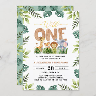 Invitation Wild One Safari verdure Jungle 1er anniversaire fê