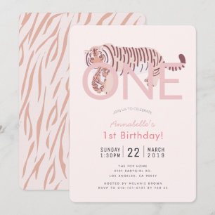 Invitation Wild One Tiger Rose Girl 1er anniversaire Invitati