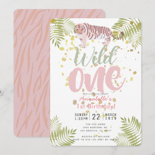 Invitation Wild One Tiger Rose Girl 1er anniversaire Invitati