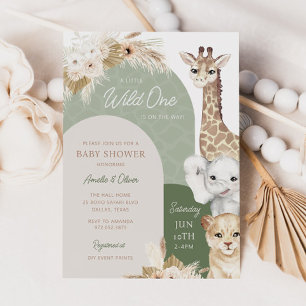 Invitation Wild One Tropical Jungle Boho Baby shower Safari