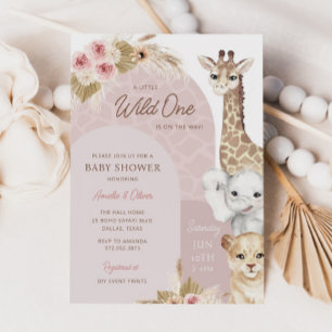 Invitation Wild One Tropical Jungle Boho Baby shower Safari