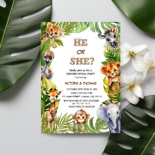 Invitation Wild One Tropical Safari Animaux de sexe Révéler