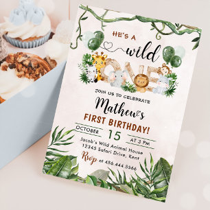 Invitation Wild One Tropical Safari premier anniversaire