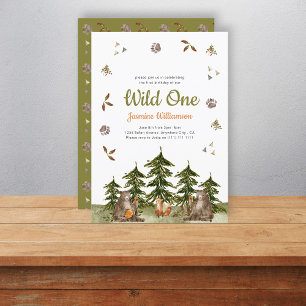 Invitation Wild One woland Thème aquarelle fête d'anniversair