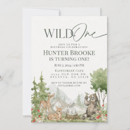 Invitation Wild One Woodland Animaux 1er Anniversaire Invitat