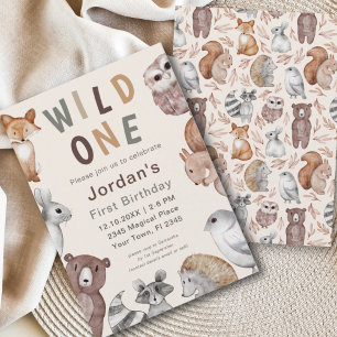 Invitation Wild One Woodland Animaux! st fête d'anniversaire