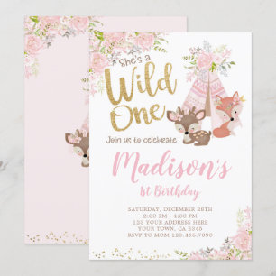 Invitation Wild One, Woodland, Tribal