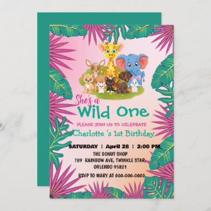 Invitation Wild One Zoo jungle 1st Animaux Animaux Animaux En