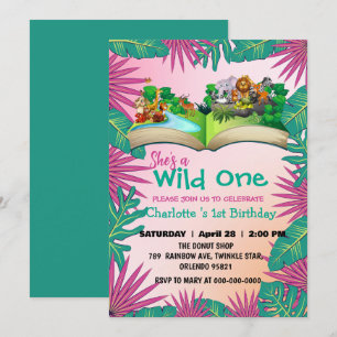 Invitation Wild One Zoo jungle 1st Animaux Réserver Enfants d