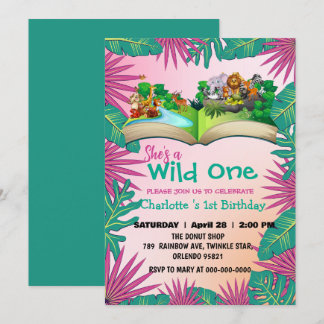 Invitation Wild One Zoo jungle 1st Animaux Réserver Enfants d