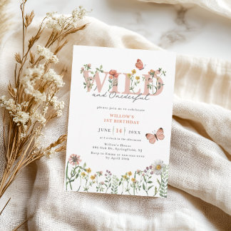 Invitation Wild & Onedering Fleur sauvage 1er anniversaire
