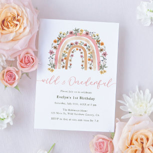 Invitation Wild & Onedering Fleur sauvage Rainbow 1er anniver