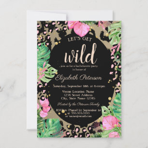 Invitation Wild, Poster de animal Feuille Bachelorette