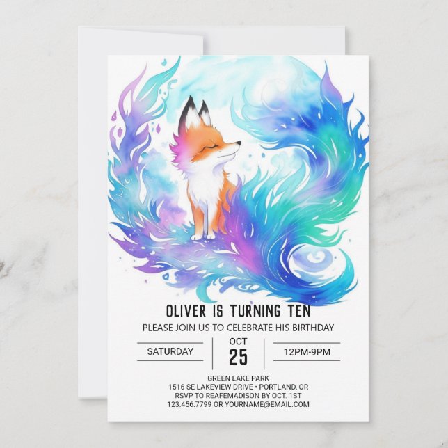 Invitation Wild Red Fox Wonderland Anniversaire (Devant)