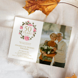 Invitation WILD ROSE BOUQUET 50e ANNIVERSAIRE D'OR PHOTO