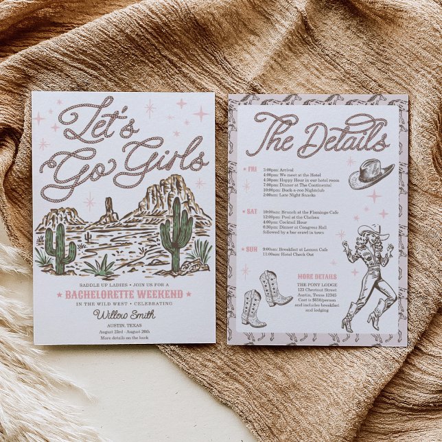 Invitation Wild West Bachelorette Let's Go Girls Itinéraire (Créateur téléchargé)