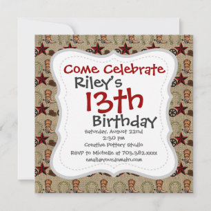 Invitation Wild West Cowboy Country Western sur Burlap Motif