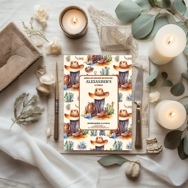 Invitation Wild West Cowboy Premier Rodéo Anniversaire (Créateur téléchargé)