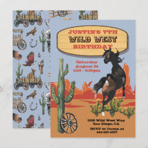 Invitation Wild West Horse Western Anniversaire Party