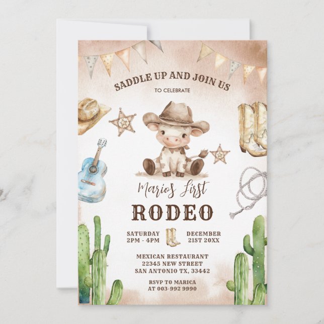 Invitation Wild West Mon premier Rodeo Cowboy Anniversaire (Devant)