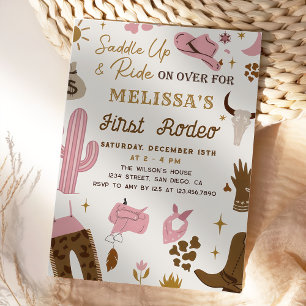 Invitation Wild West Rodeo Cowgirl Ranch Fille fête d'anniver