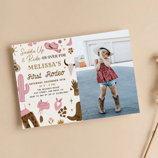 Invitation Wild West Rodeo Cowgirl Ranch Girl Birthday Photo (Créateur téléchargé)