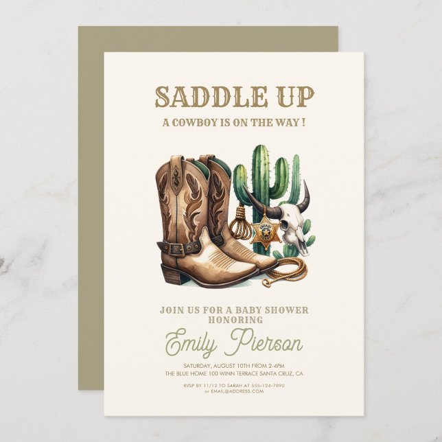 Invitation Wild Western Cactus Girl Baby shower (Créateur téléchargé)