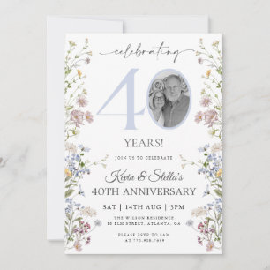 Invitation Wildflower 40e Anniversaire Photo