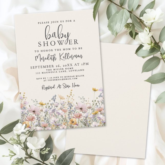 Invitation Wildflower Baby Shower (Wildflower Baby Shower Invitation)