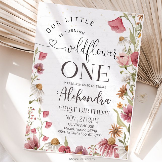 Invitation Wildflower Birthday Garden Party (wildflower invitation, birthday invitation, garden party, floral design, pastel flowers, botanical, )