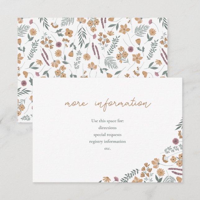 Invitation wildflower bridal shower invite insert - orange (Devant / Derrière)