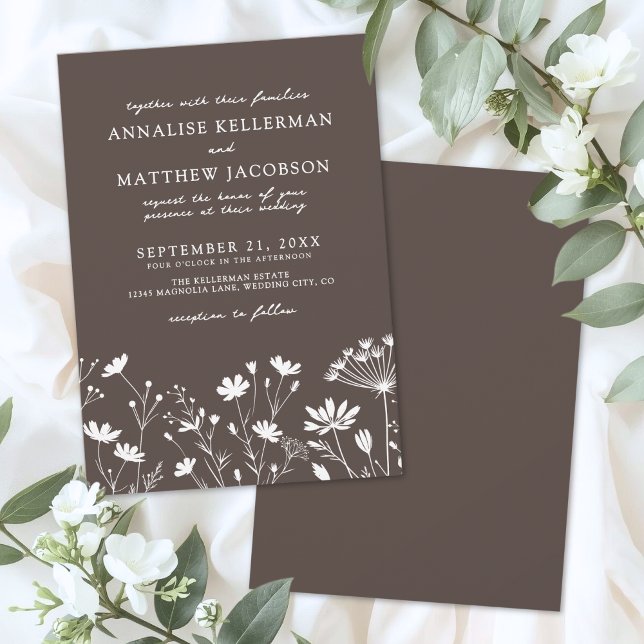 Invitation Wildflower Brown Wedding (Wildflower Brown Wedding Invitation)